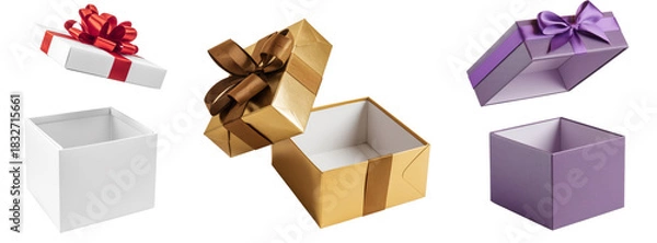 Obraz open gift boxes collection, isolated on white background