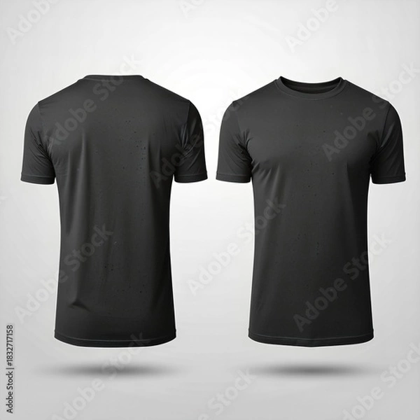Fototapeta black T-shirt template front and back mockup. Clear Mockup of realistic. on isolated background