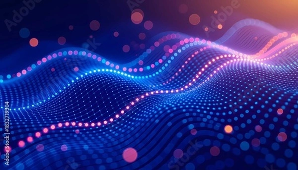 Fototapeta Abstract digital background showing data flow, technology network, chart visualization elements