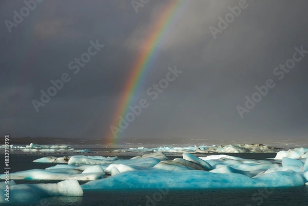 Obraz Rainbow over the glacier lagoon