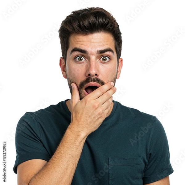 Fototapeta Surprised Man Touching Face – Reaction Expression Concept.png