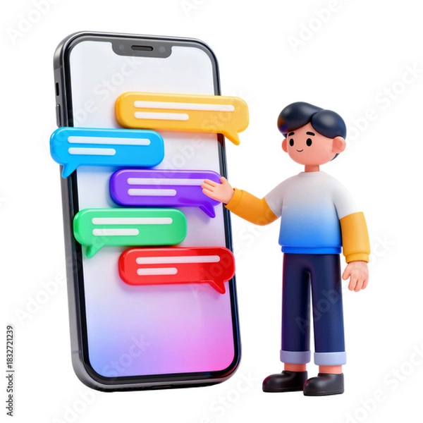 Fototapeta Smartphone with Chat Icons – Social Media and Messaging Concept.png