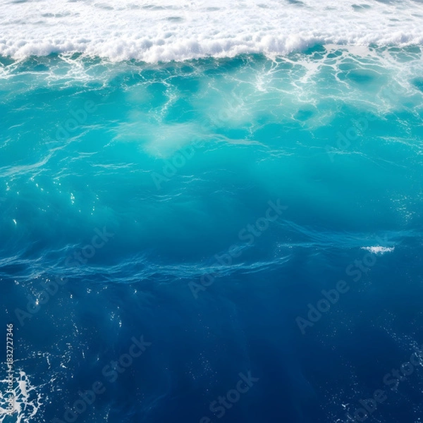 Fototapeta Ocean depth gradient moving from rich marine blue to pale foam white