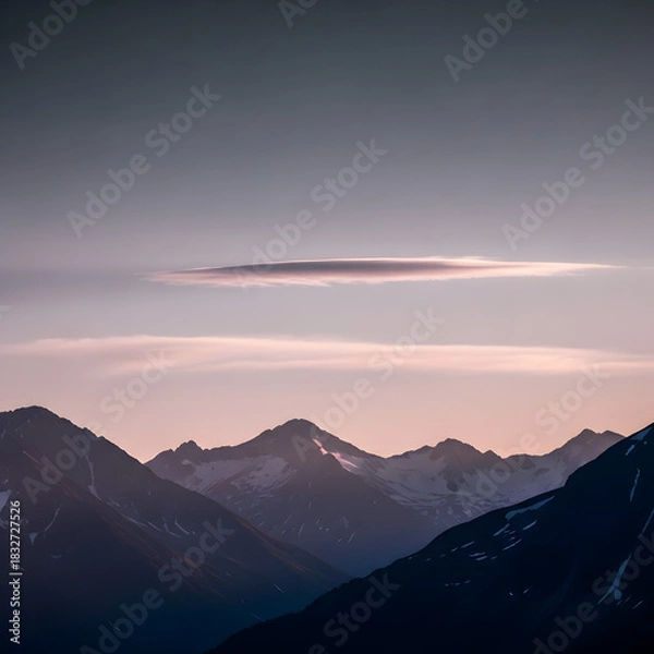 Fototapeta Mountain dusk gradient with muted slate transitioning into faint lavender sky
