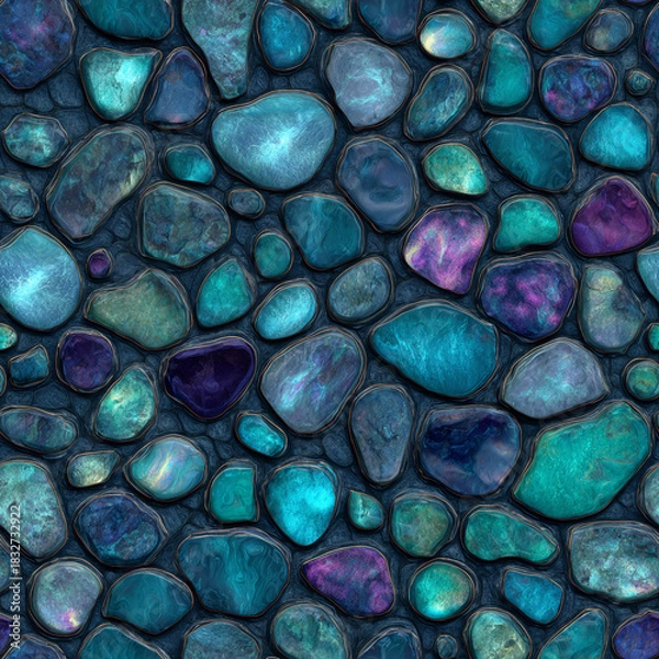 Fototapeta Seamless Turquoise Gemstone Pebble Pattern Background