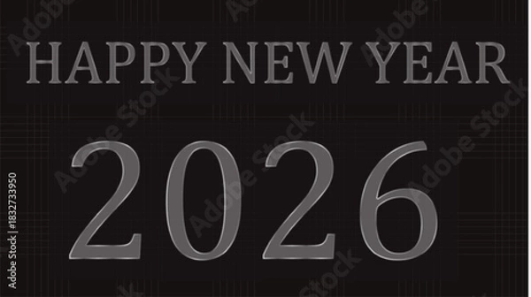 Fototapeta Liquid Happy New Year 2026 script text hand lettering. Design template Celebration typography poster, banner or greeting card for Merry Christmas and happy new year. Vector Illustration