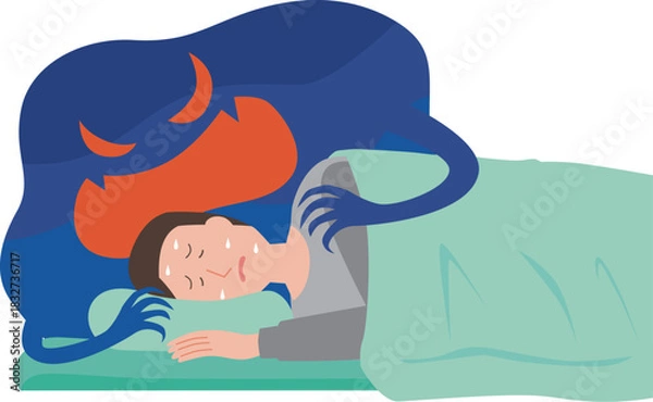 Obraz 悪夢にうなされる男性