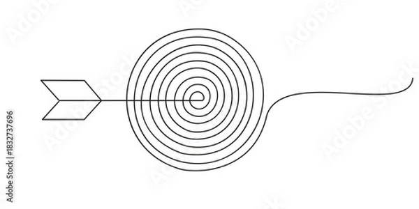Fototapeta  Continuous one line drawing target icon outline minimalist concept for marketing focus or achievement theme vector