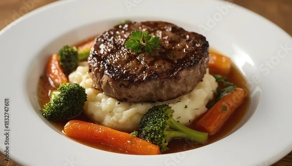 Fototapeta beef steak with vegetables