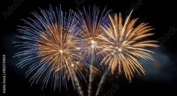 Obraz Vibrant fireworks display exploding in night sky celebrating festive occasions