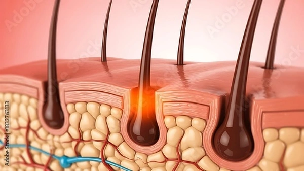 Obraz Microscopic View Of Hair Follicles And Skin Layers