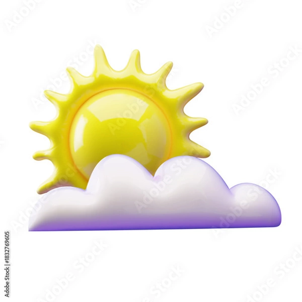 Obraz 3D illustration of a cloud with a sun