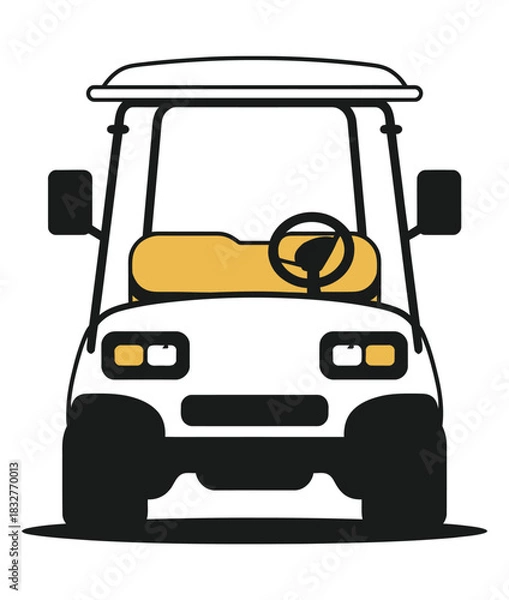 Obraz A clean, stylized illustration of a white golf cart facing forward.