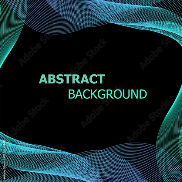 Obraz Abstract background with green and blue lines wave