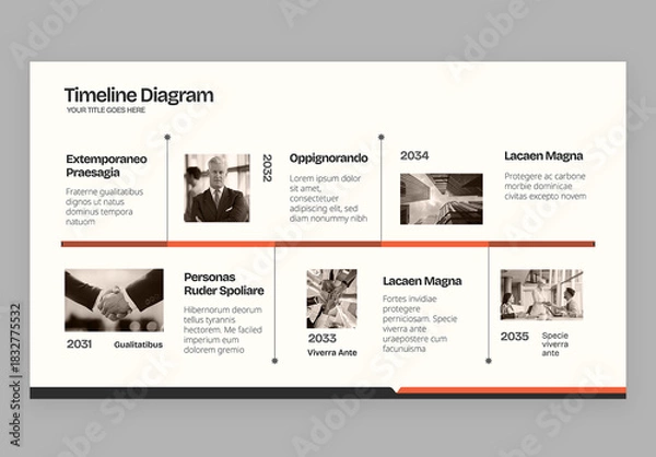 Obraz Timeline Infographic Vector – Linear Milestone Roadmap, History Timeline Chart Template for Projects and Presentations