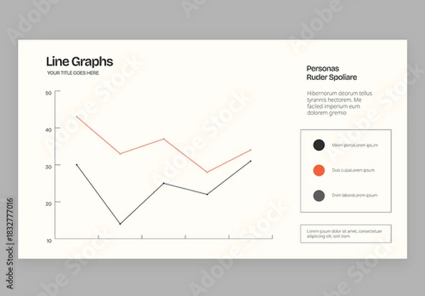 Obraz Line Chart Graph Vector – Data Visualization Diagram, Trend Analysis Chart Template for Reports, Statistics, and Presentations