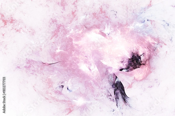 Fototapeta Abstract colorful rose shapes on white background. Fantasy fractal texture. 3D rendering.