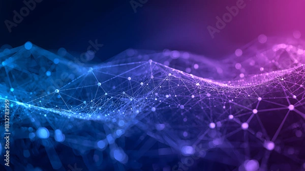 Obraz Abstract Network Connection Structure: Futuristic Digital Technology & Data Visualization Background 