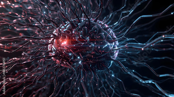 Obraz Human Brain Synapse Scan: Neural Network Activity