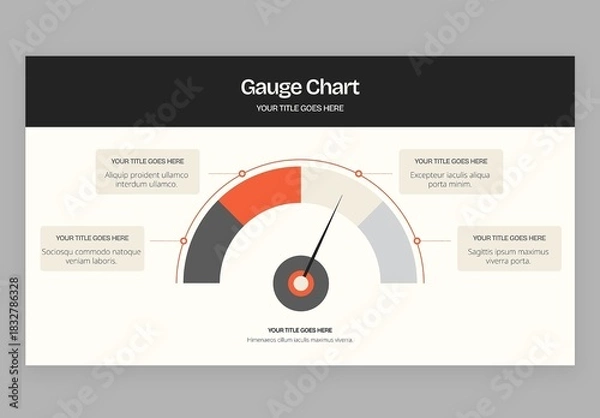 Obraz Gauge Chart Infographic Vector – Speedometer Dial Meter, KPI Performance Gauge Graph Template for Dashboards and Analytics
