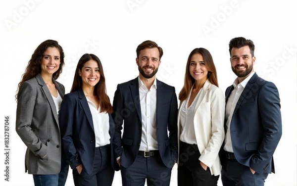 Obraz Portrait, team and business people isolated on transparent, png background corporate teamwork, proud or leadership. Happy employees or diversity group of men and women in professional collaboration