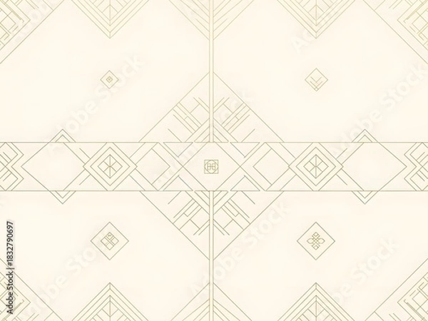 Fototapeta Geometric pattern with gold lines on a beige background for design