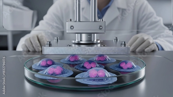 Fototapeta Scientist Working with Brain Organoids in Petri Dish
