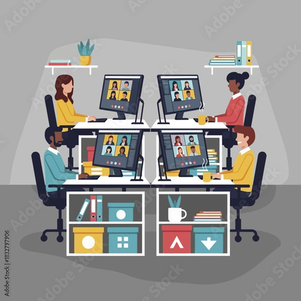 Fototapeta Team Collaboration in a Modern Office Environment.