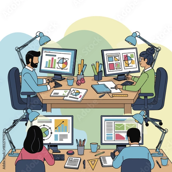 Fototapeta Team Collaboration in a Modern Office Setting.