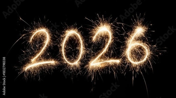 Fototapeta A number made of sparkles on a black background