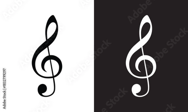 Fototapeta Vector treble cleft symbol sheet music element, icon. treble cleft symbol sheet music element silhouette. vector illustration eps file. 