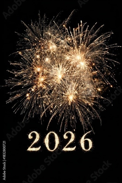 Fototapeta Fireworks with the year written in it