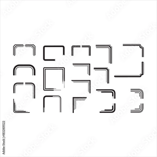 Obraz Elegant Set of Borders and Corners Vector Illustrations – Decorative Frames for Design vector.
