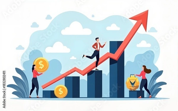 Obraz Raising money for startup abstract concept vector illustrations. High quality