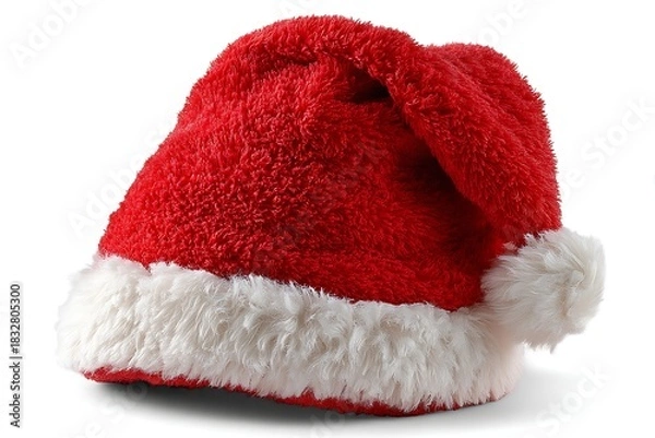 Obraz Red santa hat with white trim isolated on white background for christmas