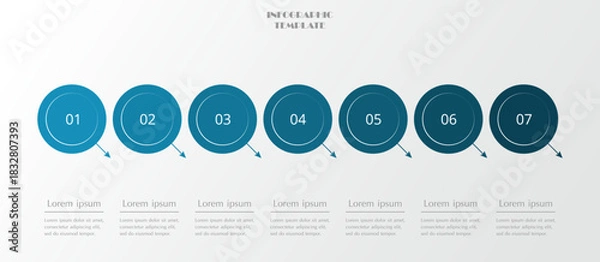 Obraz Step by step creative infographic template with 7 options, parts or processes.