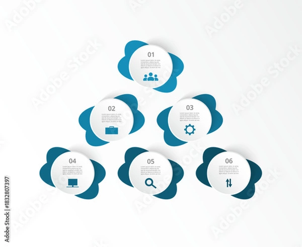 Obraz Step by step creative infographic template with 6 options, parts or processes.