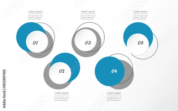 Obraz Step by step creative infographic template with 5 options, parts or processes.