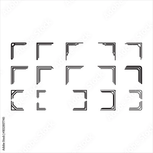 Obraz Elegant Set of Borders and Corners Vector Illustrations – Decorative Frames for Design vector.