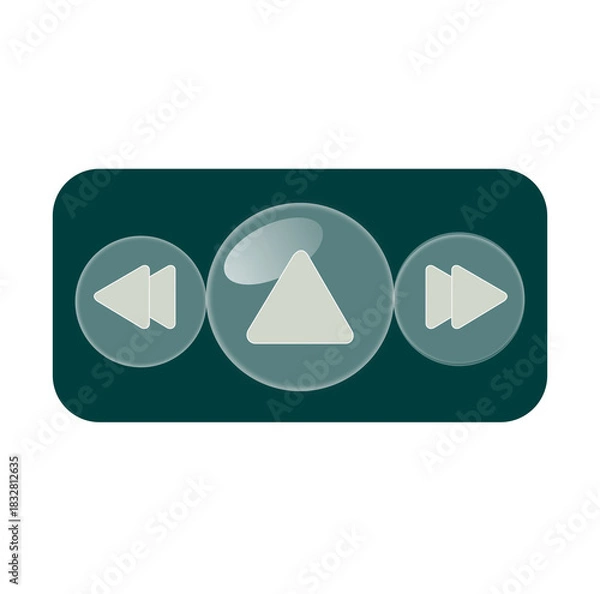 Obraz Minimalist Stereo Music Player Icon – Elegant Material Design with 3D Buttons