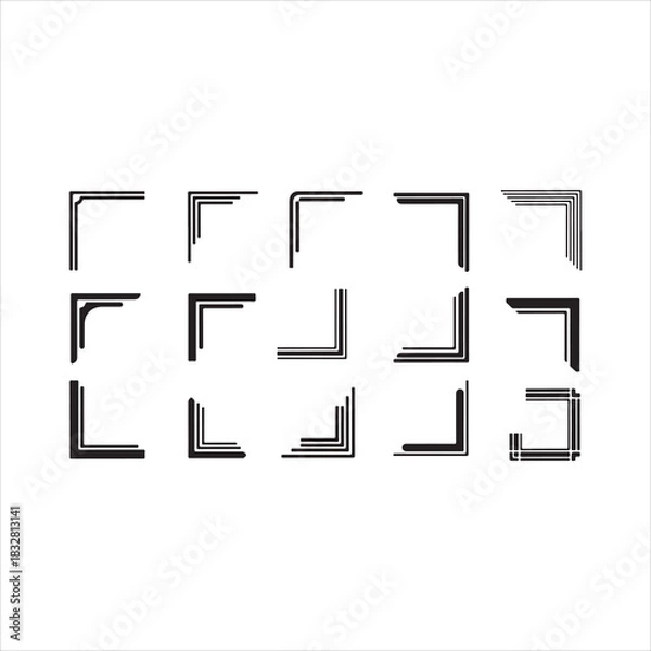 Obraz Elegant Set of Borders and Corners Vector Illustrations – Decorative Frames for Design vector.