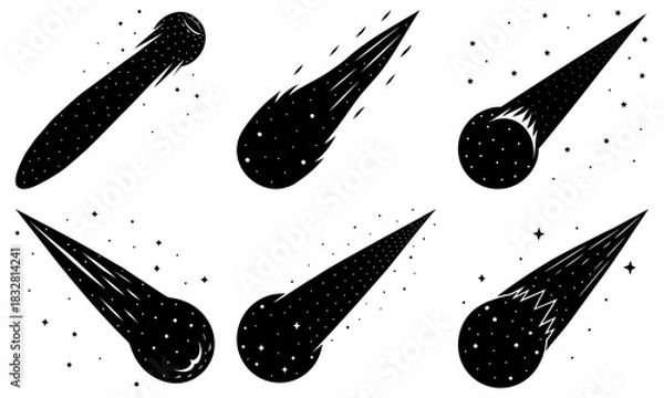 Fototapeta Comet and Meteor Vector Icons Collection