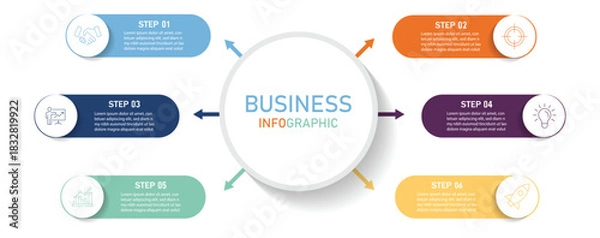 Fototapeta Business data visualization. Vector infographic label design with circle infographic. Abstract elements of graph, diagram with steps, options, parts or processes. 