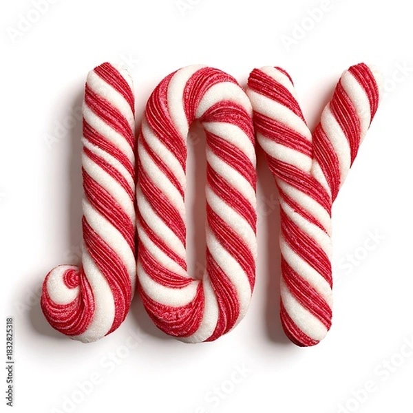 Obraz Joy spelled out with candy canes isolated on white background for christmas