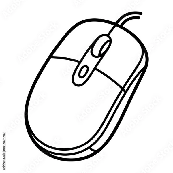 Obraz vector computer mouse coloring page