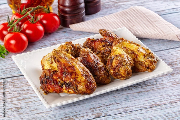 Obraz Baked chicken wings with spices