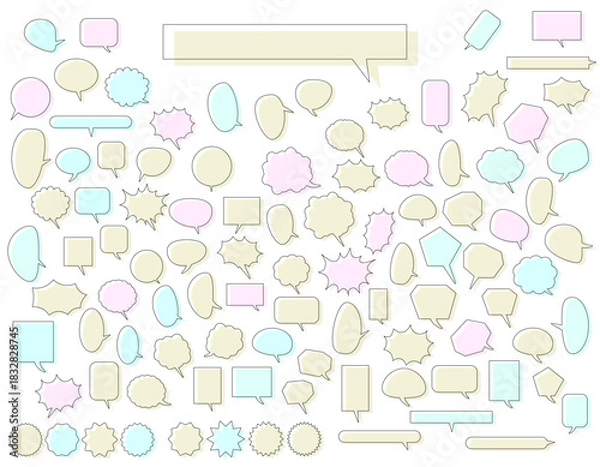 Obraz 色ズレした吹き出しのセット　カラフル