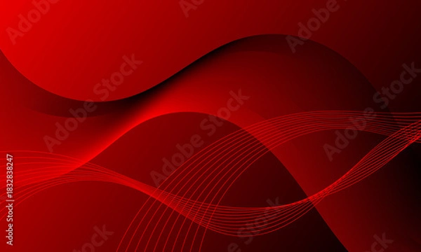 Obraz red business lines wave curve depth on soft gradient abstract background