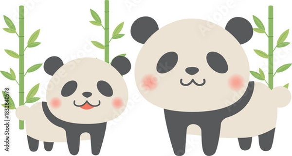 Obraz 動物_パンダ（パンダの親子）