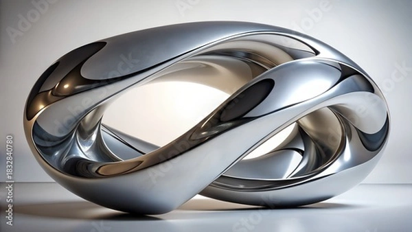 Fototapeta 3d Fluid chrome shapes isolated on white background